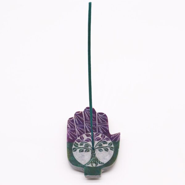 Second image of Porta-incienso Med Hamsa de Esteatita 13x9cm - Árbol de la Vida
