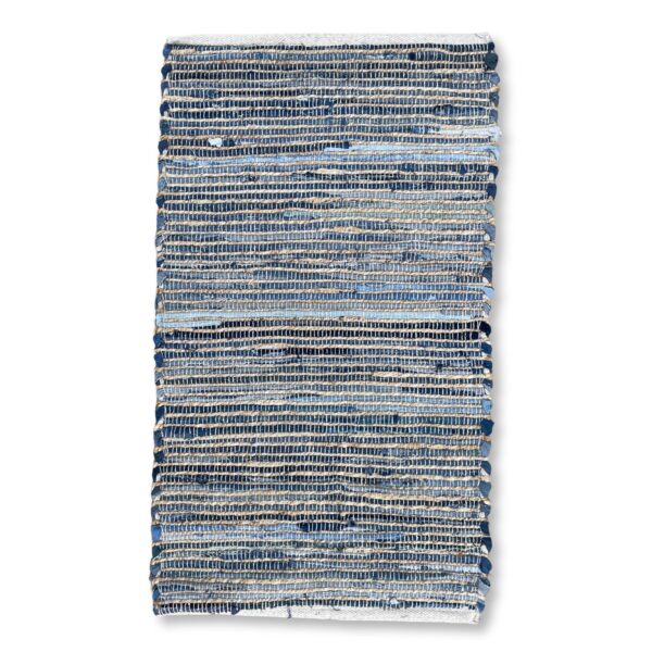 Alfombra mediana de yute de algodón reciclado - 90x150cm - Azul
