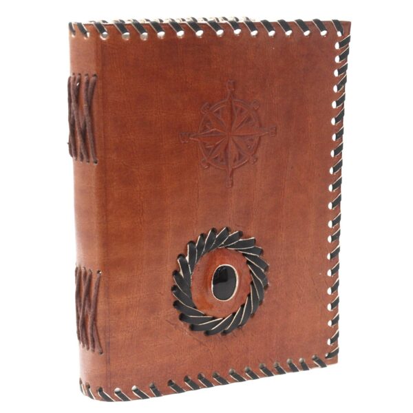 Second image of Cuaderno de cuero Onix Negro y bordes