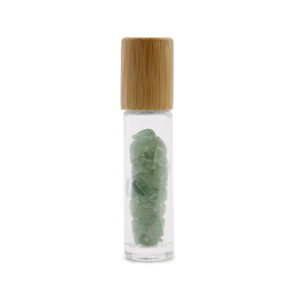Second image of Botella de rodillo de aceite esencial de piedras preciosas - Aventurina - Tapa de madera