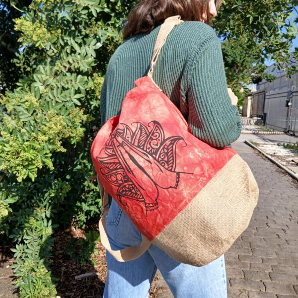 Second image of Mochila 100% Natural - Efecto Lavado Naranja - Mano Namaste