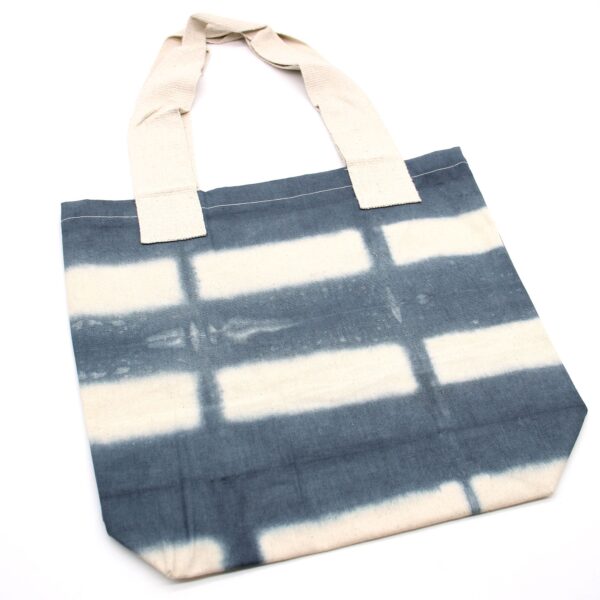 Second image of Bolsa de Algodon Natural con Diseño "Tie Dye" (220g)- 38x42x12cm - Rectángulos Grises - Asa Natural