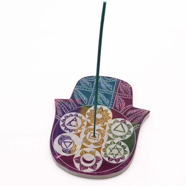Second image of Porta-incienso Hamsa Grande 18x15x1.2cm - 7 Chakra
