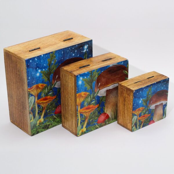 Second image of Caja Med Cuadrada 13.5x13.5x6cm - Diseño Champiñón Turquesa