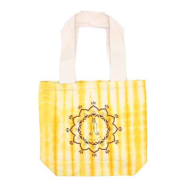 Second image of Bolsas de Algodón "Tie Dye" (170g) - 38x42x12cm -  Namaste Hands - Yellow - Asa Natural