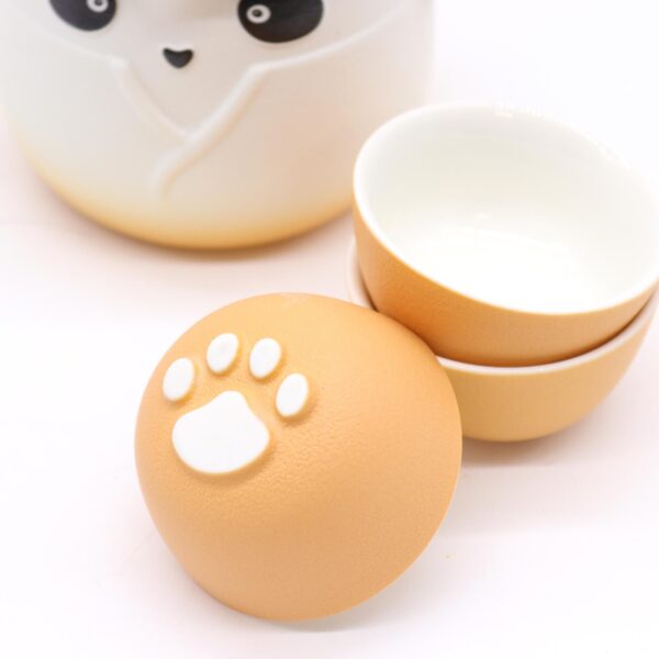 Second image of Juego de tetera Panda y tres tazas - Naranja