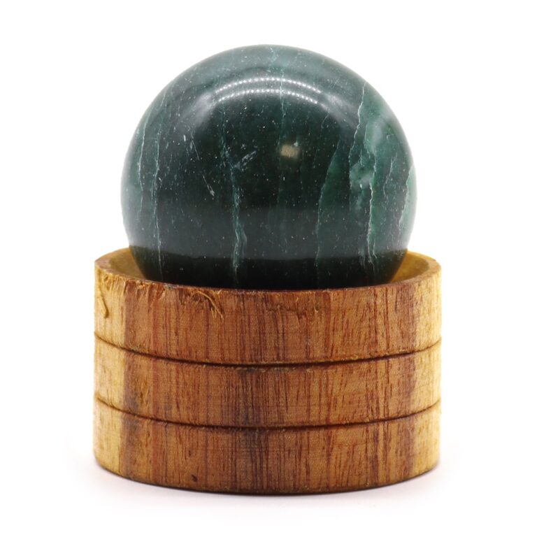Esfera de cristal de 40 mm de jade indio con soporte