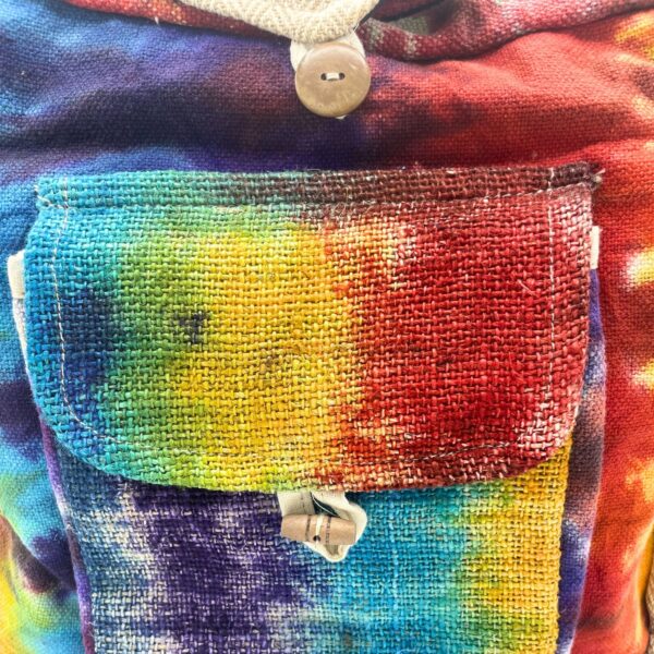 Second image of Bolsa de estudio de cáñamo Tiedye con bolsillo frontal