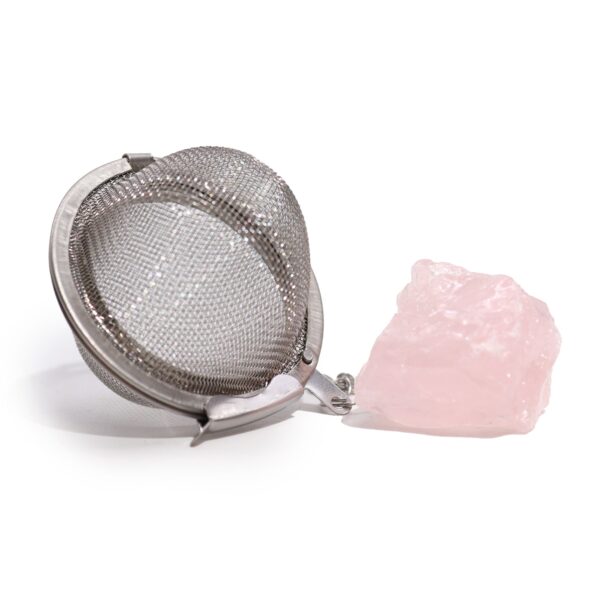 Second image of Colador de té de piedras preciosas de cristal crudo - Cuarzo rosa