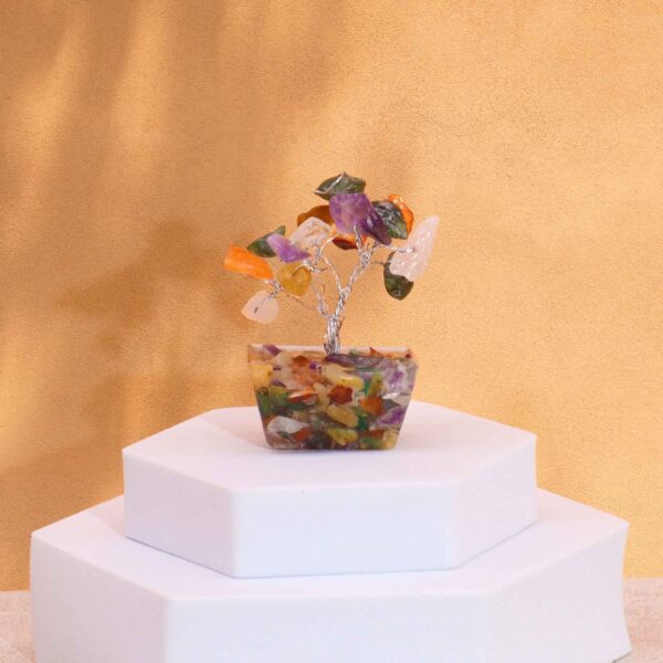 Second image of Mini árbol de piedras preciosas sobre base de orgonita - Piedras múltiples (15 piedras)