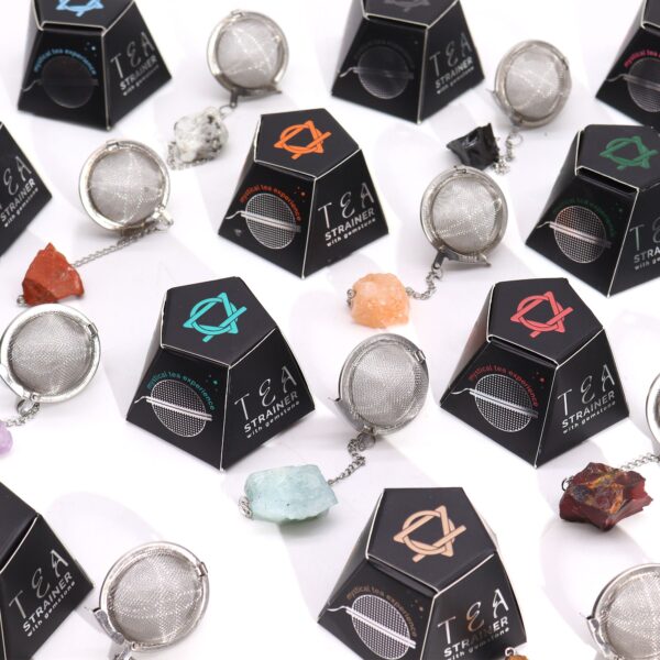 Second image of Colador de té de piedras preciosas de cristal crudo - Jaspe rojo