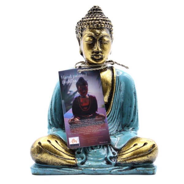 Second image of Buddha Verde Azulado y Dorado - Med