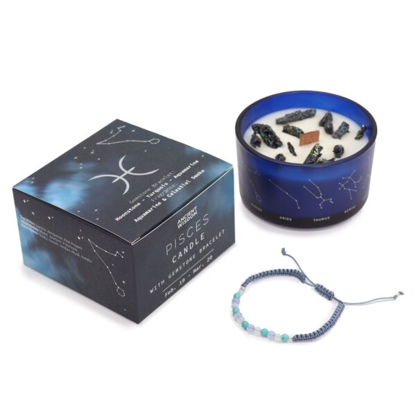 Second image of Vela de Cristal del Zodiaco con Pulsera de Piedras Preciosas - Piscis