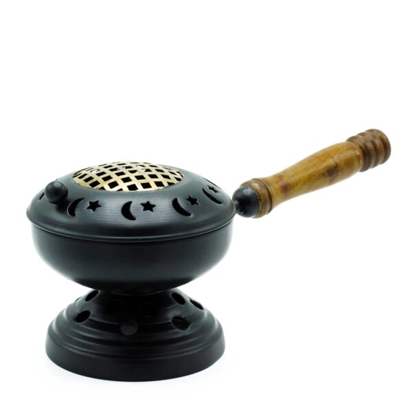 Second image of Gran incensario de hierro con soporte - detalle dorado