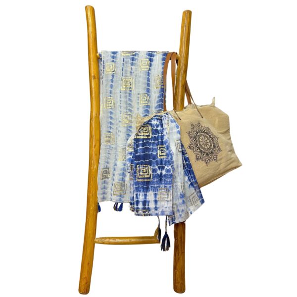 Second image of Colección Nómada Sari Mediterráneo - Pareo - Azul Teñido Anudado & Estampado