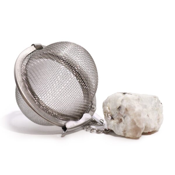 Second image of Colador de té de piedras preciosas de cristal crudo - Rainbow Moonstone