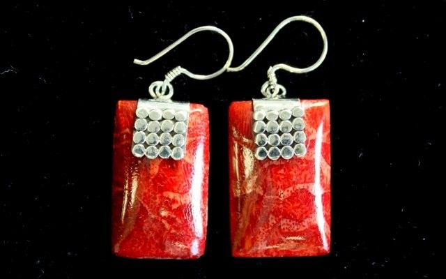 Second image of Pendientes de plata y coral - Mini Discos SQ