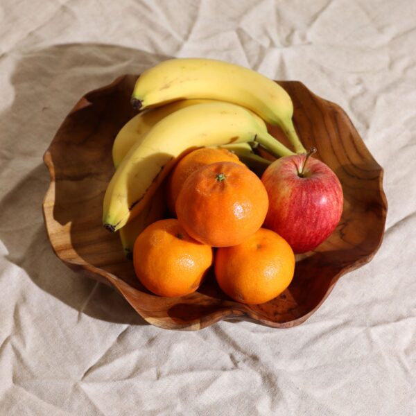 Second image of Frutero redondo liso de madera de teca - 28x5.5cm
