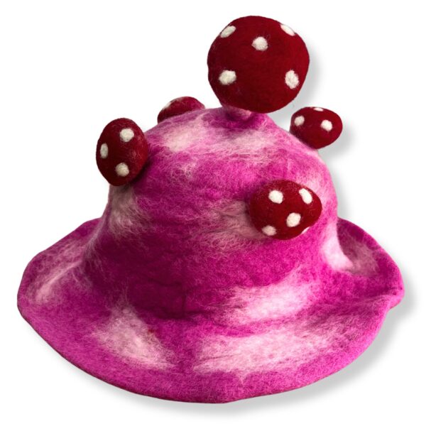 Second image of Sombrero de hongo de fieltro - Rosa impactante