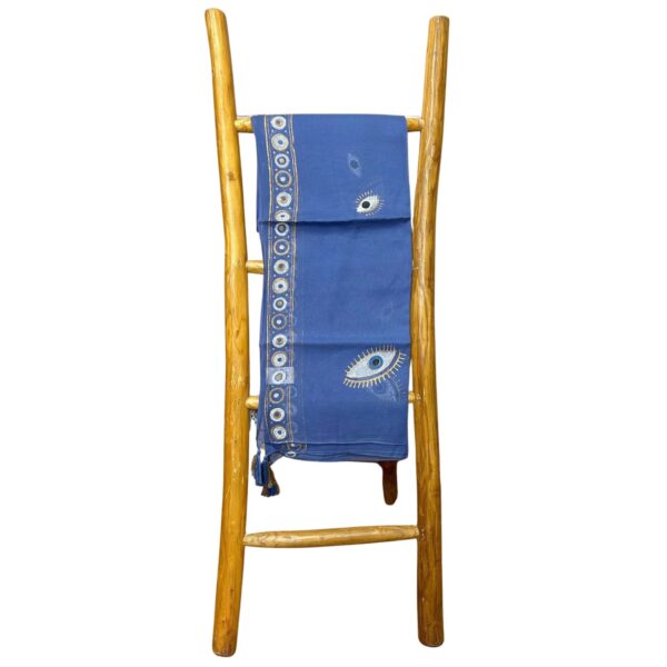Second image of Colección Nómada Sari Mediterráneo - Pareo - Diseño del Ojo Maligno en Azul Rico y Dorado