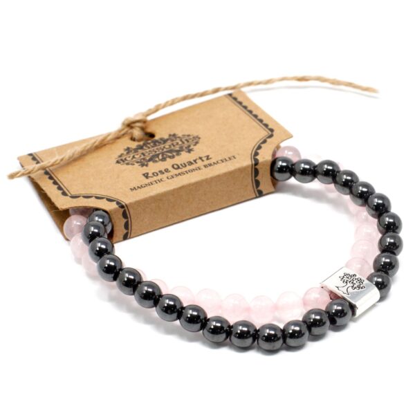Second image of Pulsera de Piedras Preciosas Magnéticas - Cuarzo rosa