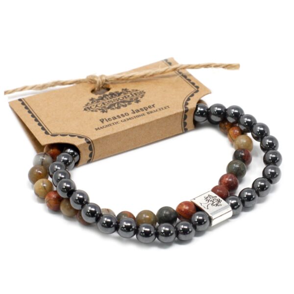 Second image of Pulsera de Piedras Preciosas Magnéticas - Jaspe Picasso