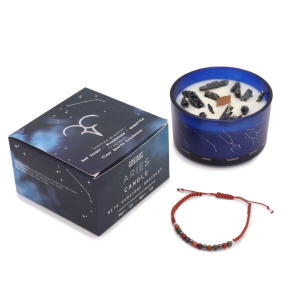 Second image of Vela de Cristal del Zodiaco con Pulsera de Piedras Preciosas - Aries