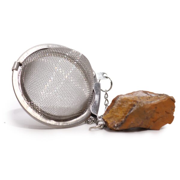 Second image of Colador de té de piedras preciosas de cristal crudo - Ojo de tigre dorado