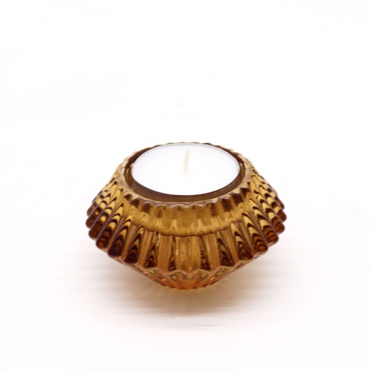 Portavelas reversible con diseño de flor para cena / vela de té - Ámbar