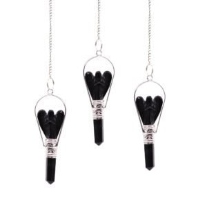 Péndulo de ángel con anillo de ágata negra