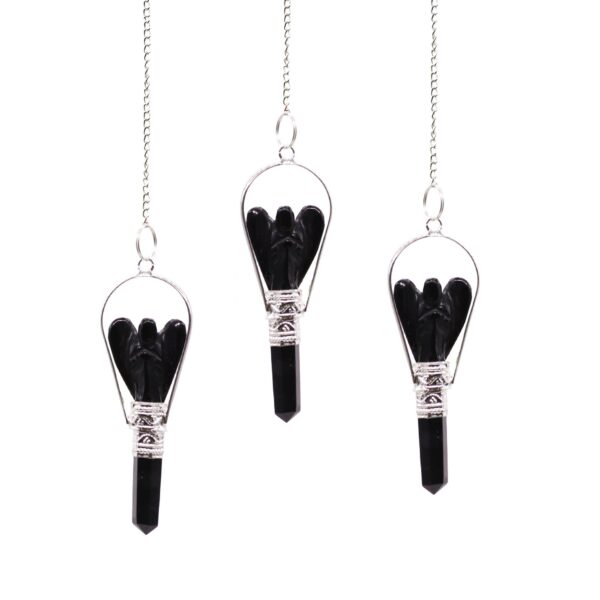 Péndulo de ángel con anillo de ágata negra
