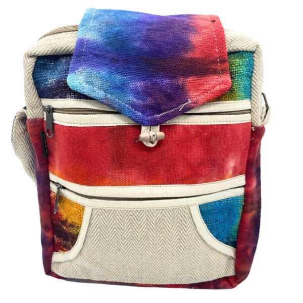 Second image of Bolso bandolera de cáñamo teñido con 2 cremalleras y solapa