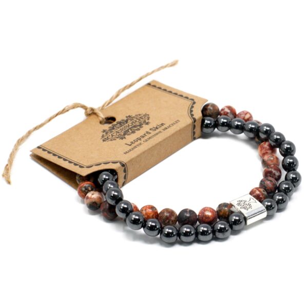 Second image of Pulsera de Piedras Preciosas Magnéticas - Piel de Leopardo