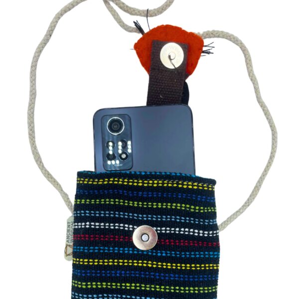 Second image of Bolso Porta Teléfono Negro y Multicolor - Decorado con zorro