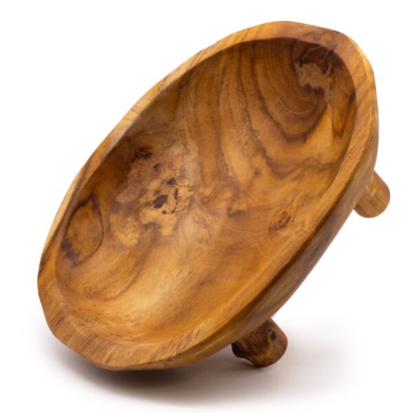 Second image of Frutero de madera de teca lisa sobre patas - 30x23x10cm