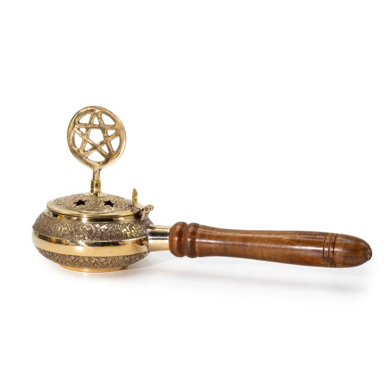 Incensario para incienso con mango de madera - Pentagrama