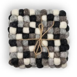 Posavasos cuadrados de fieltro de 10 cm, color gris multicolor (juego de 4)