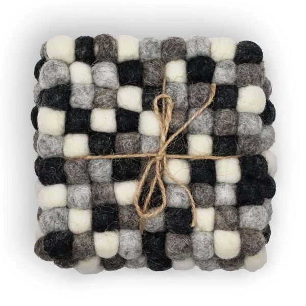Posavasos cuadrados de fieltro de 10 cm, color gris multicolor (juego de 4)