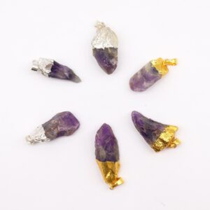Colgantes de amatista con baño de oro y plata (6 unidades surtidas)