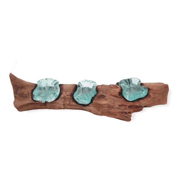 Second image of Portavelas triple plano de vidrio Molton sobre madera