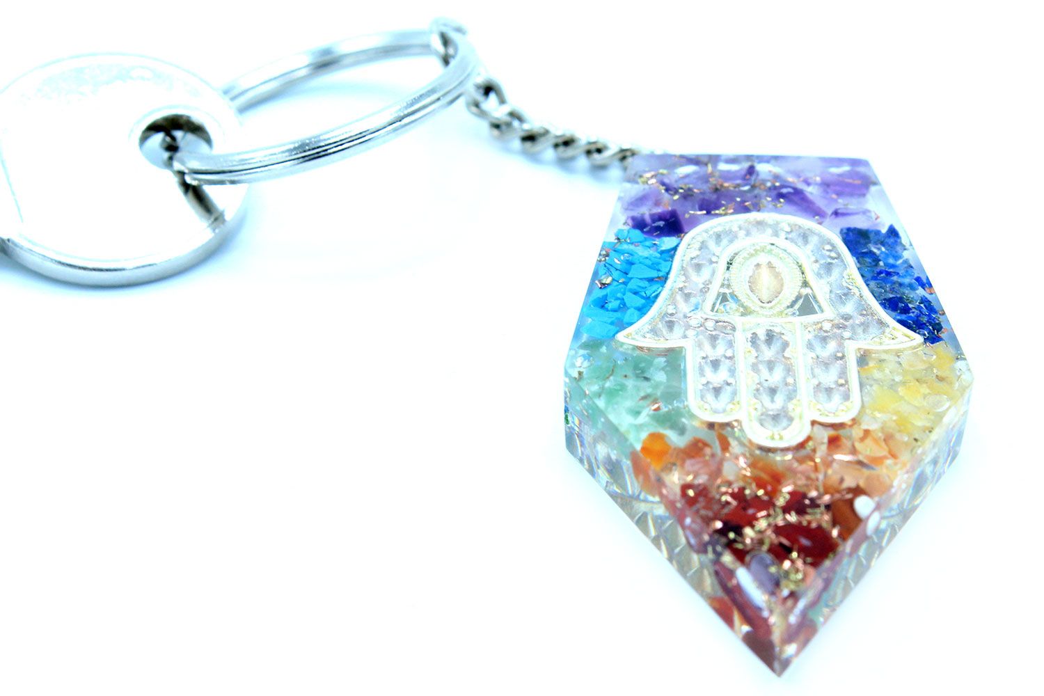 Second image of Llavero de poder de orgonita - Piedras Preciosas Chakra Hamsa