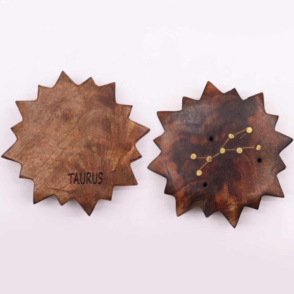 Second image of Quemador de incienso con signos del zodíaco de latón grabado - Sol
