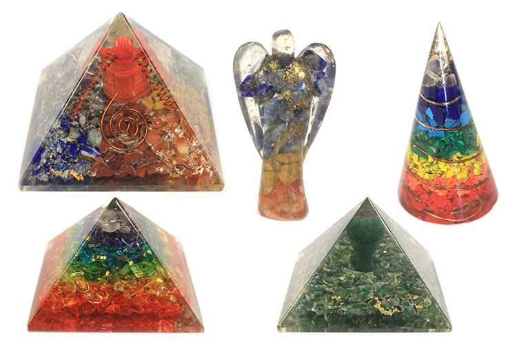 Second image of Pirámide de Orgonita Lrg 70mm - Gemas Chakra - Flor de la Vida de los Siete Chakras- 70 mm