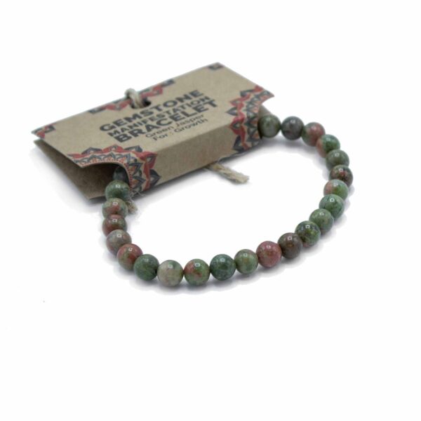 Second image of Pulsera de manifestación de piedras preciosas - Jaspe verde - Crecimiento