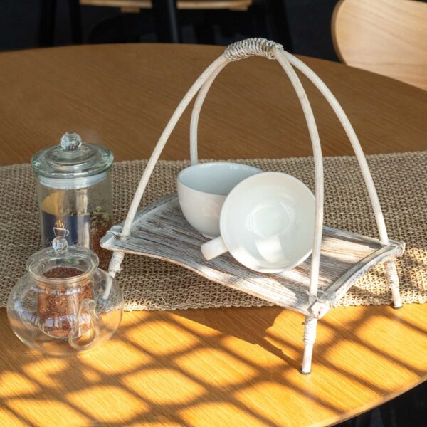Second image of Soporte para Té de Hoja de Coco - Acabado Blanco