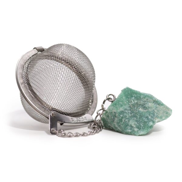 Second image of Colador de té de piedras preciosas de cristal crudo - Aventurina verde