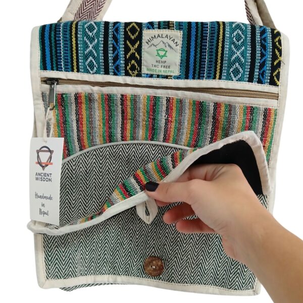 Second image of Bolso Mensajero de Cáñamo para Laptop - Curvas