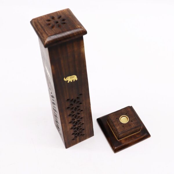 Second image of Box of 2 Tapered Incense Tower - Mango Wood
