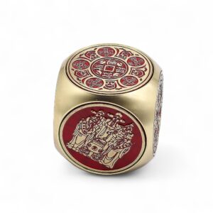 Fortuna Feng Shui - Cubo de Prosperidad Rojo y Latón - Plano