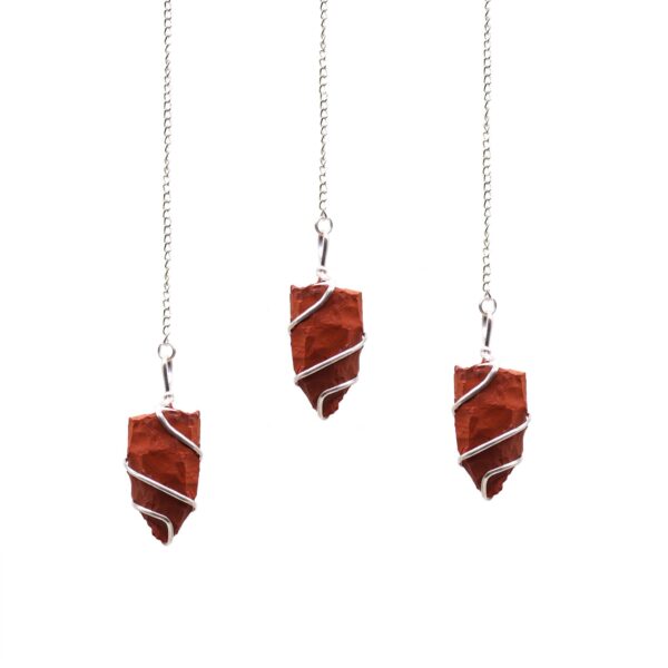 Second image of Raw Gemstone Pendulum - Red Jasper
